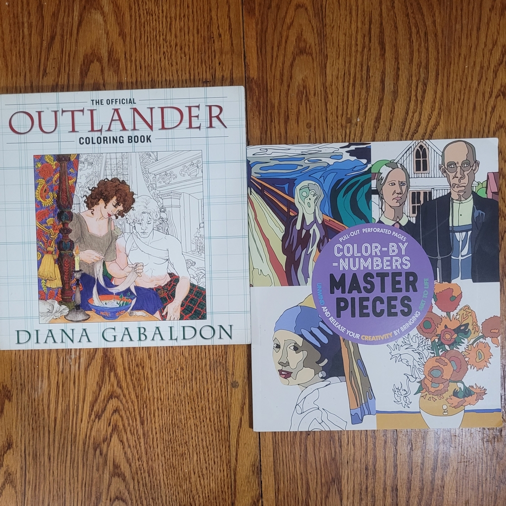NEW Adult Coloring Books Lot of 2 Outlander & Color By Number Masterpieces